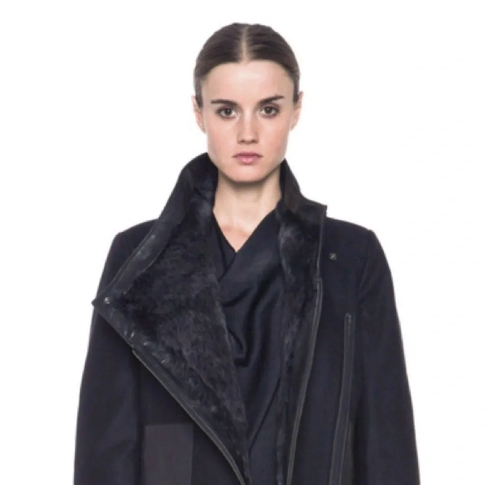 Helmut Lang Black Void Reversible Fur and Felt Jacket - Picture 2 of 10